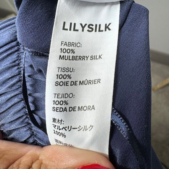 LILYSILK 100% Mulberry Silk Cargo Jogger Pants Navy Blue Women’s Size 10 - Picture 5 of 11